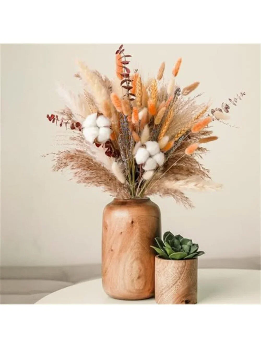 Fall Dried Flower Bouquet Boho Fall Decor with Pampas Grass, Cotton